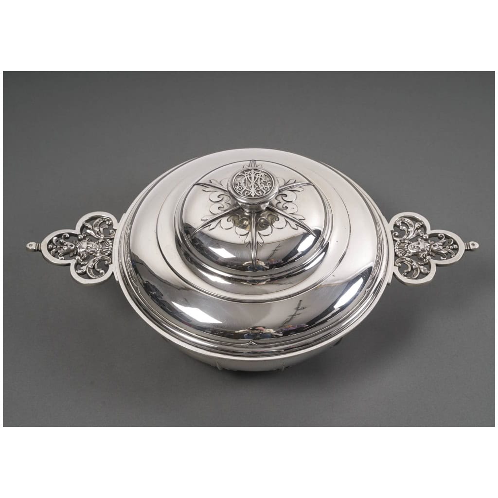 CARDEILHAC – GARNITURE DE TABLE « RENAISSANCE » MASCARON ARGENT FIN XIXÈ 6
