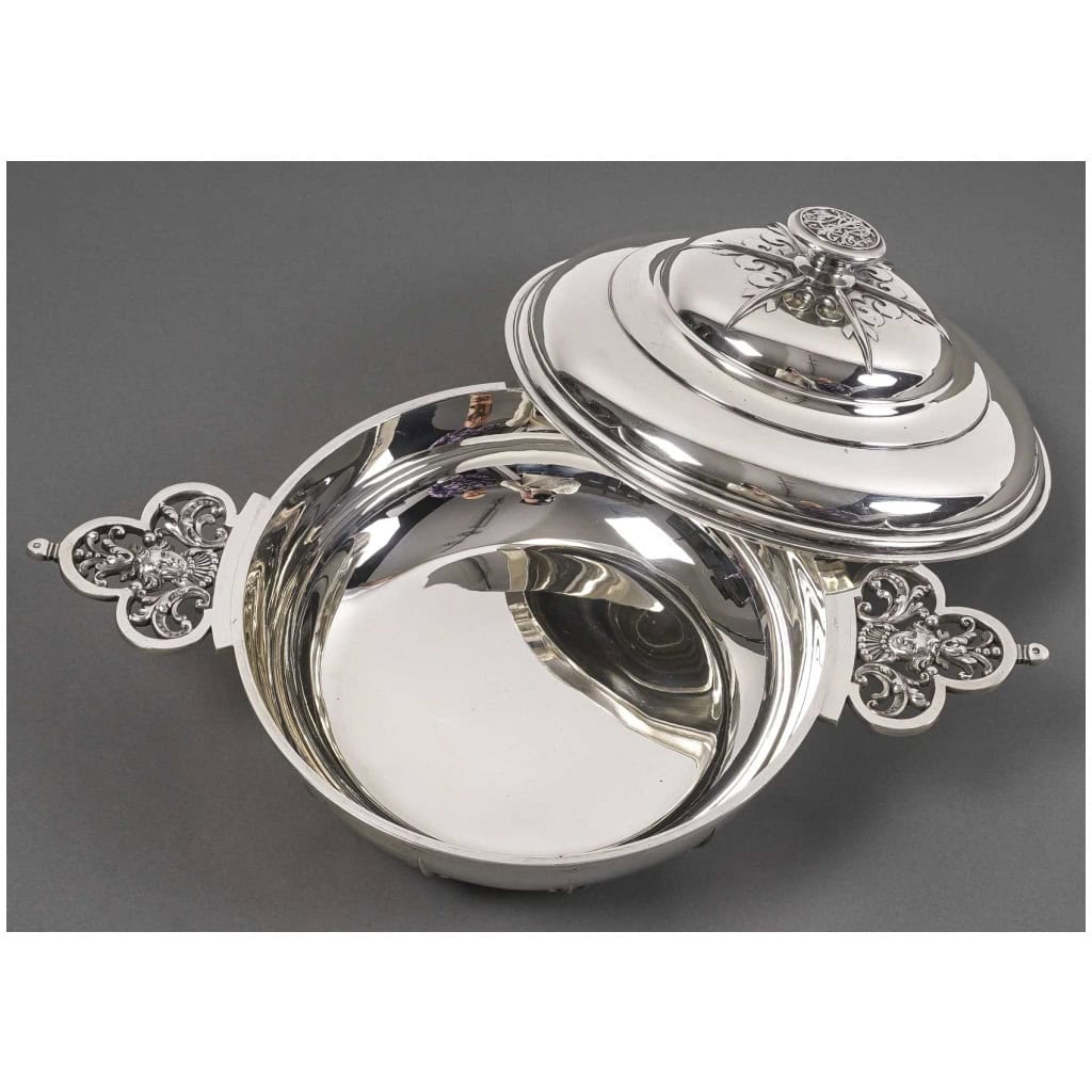 CARDEILHAC – GARNITURE DE TABLE « RENAISSANCE » MASCARON ARGENT FIN XIXÈ 12