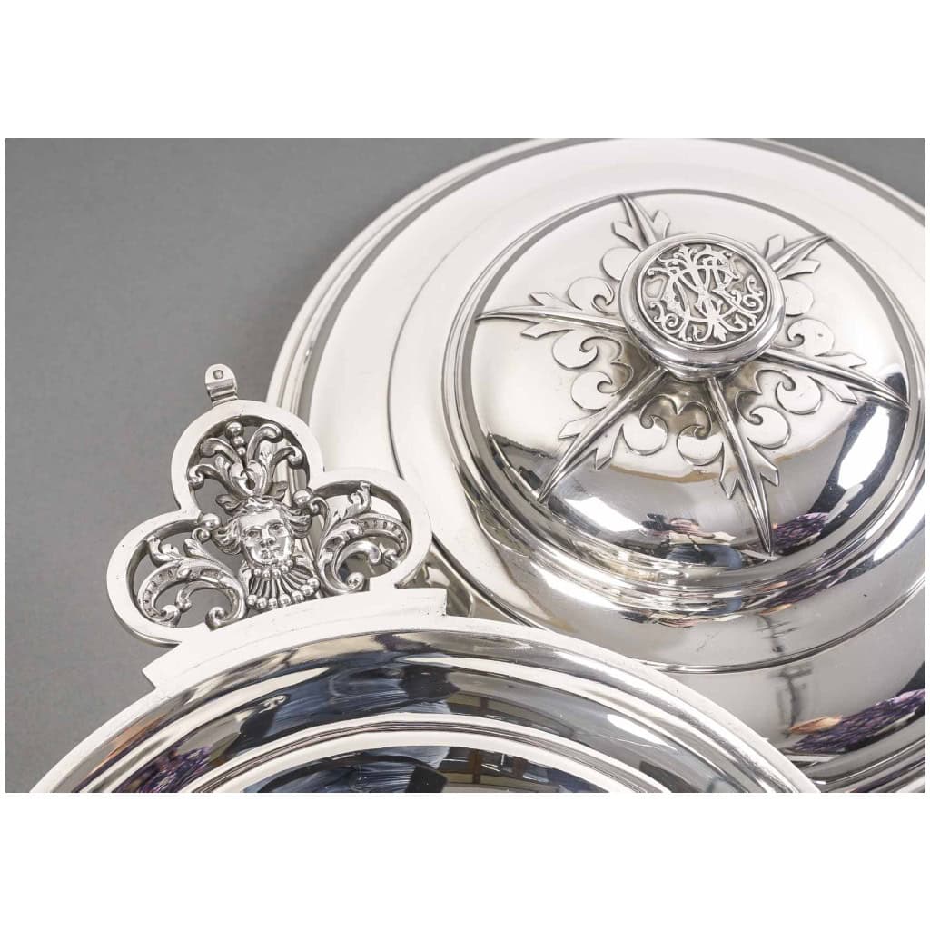 CARDEILHAC – GARNITURE DE TABLE « RENAISSANCE » MASCARON ARGENT FIN XIXÈ 21