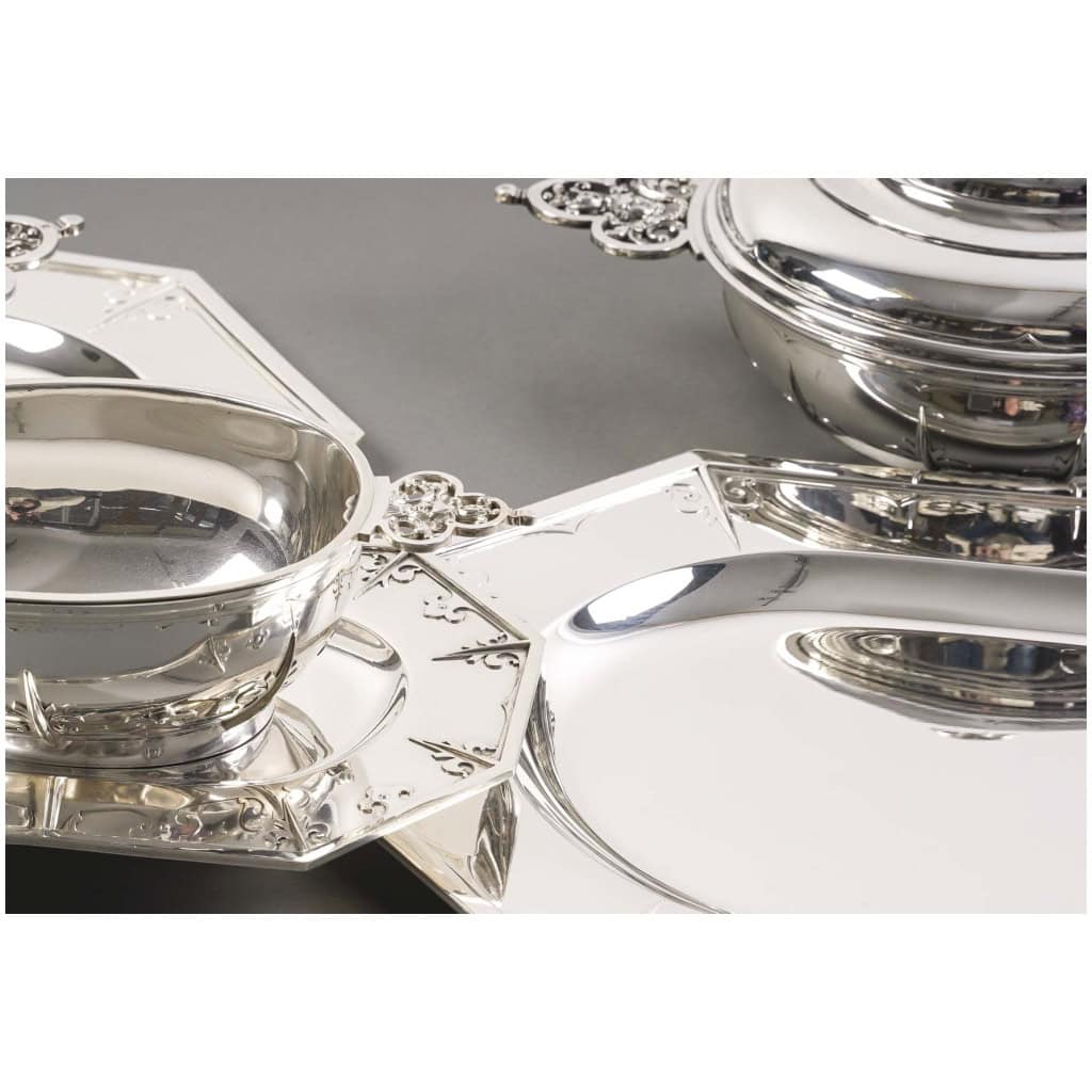 CARDEILHAC – GARNITURE DE TABLE « RENAISSANCE » MASCARON ARGENT FIN XIXÈ 49