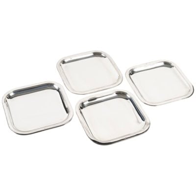 JE PUIFORCAT – SET OF 4 SQUARE PRESENTATION PLATES IN STERLING SILVER ART DECO 1930 3