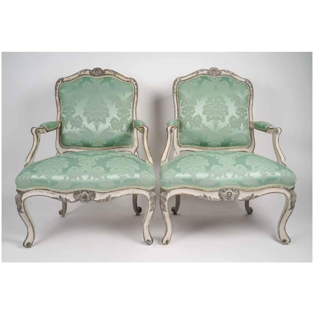 Pair Of Armchairs To Queen Louis XV. XVIIIth century. 4
