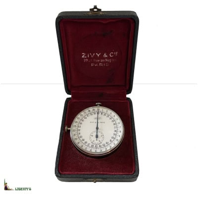 Jaquet mechanical chronometer – Zivy et Cie Paris in its box, diam. 6.5 cm (Deb. 3th century) XNUMX