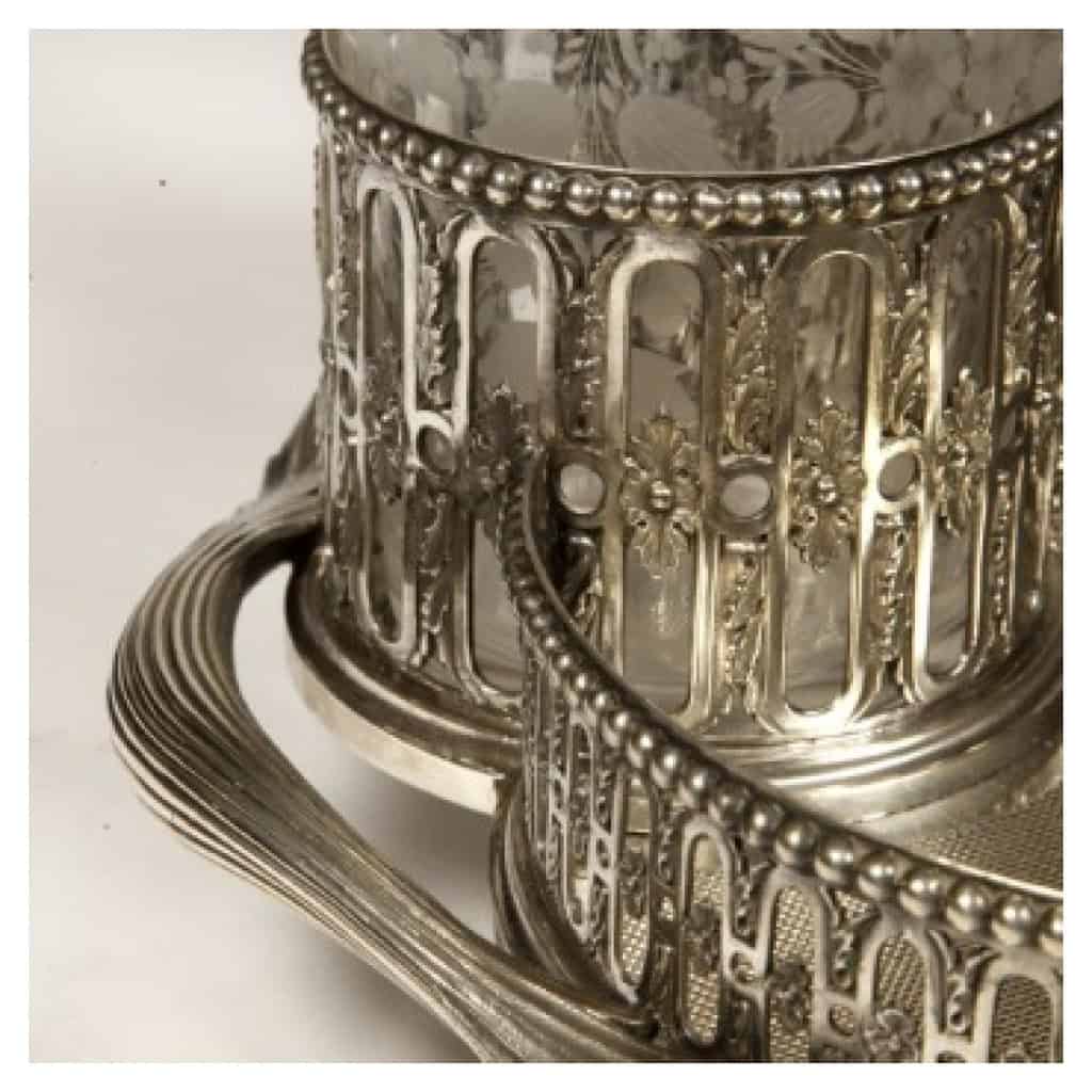 ORFÈVRE ODIOT – CABARET EN ARGENT MASSIF ET 4 FLACONS EN CRISTAL XIXE 7