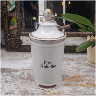 Pot d’apothicaire en porcelaine, Ext: Absinthe, 1ère moitié XIXÈME
