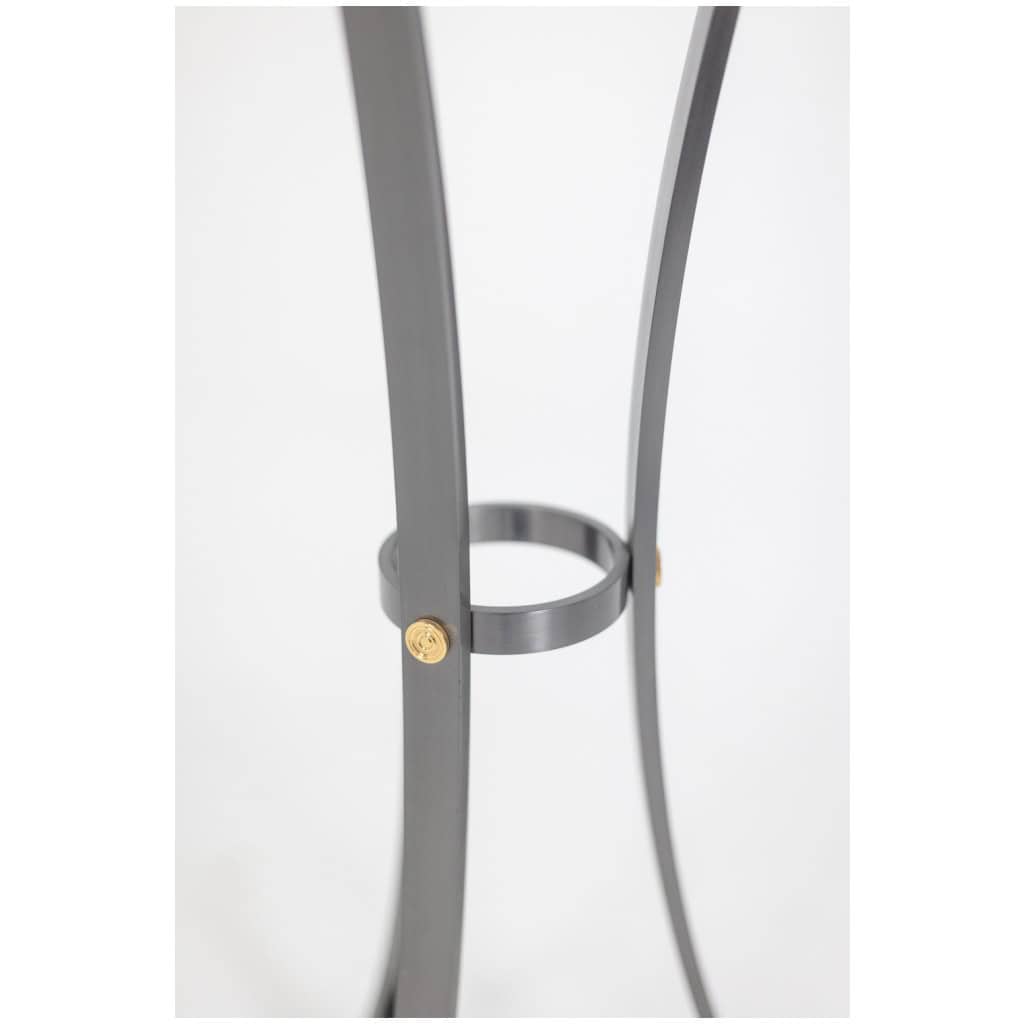 Guéridon « Canabas » en cuir patiné, acier, et laiton doré. Contemporain. LS59502209H 9