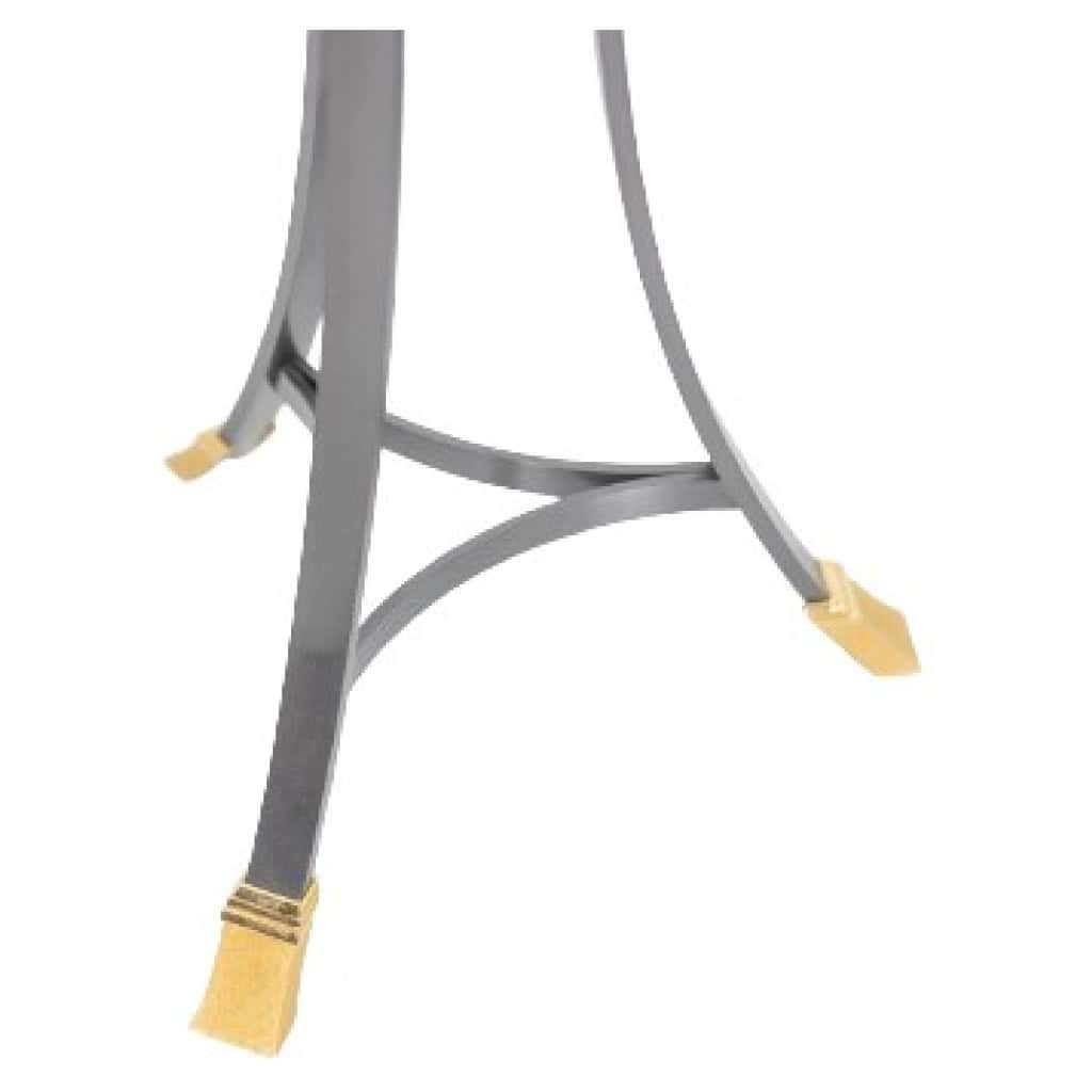 Guéridon « Canabas » en cuir patiné, acier, et laiton doré. Contemporain. LS59502209H 7