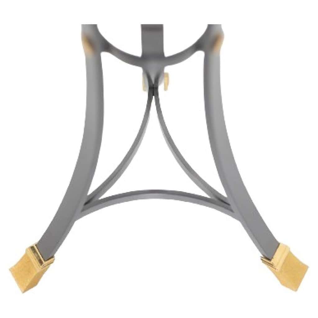 Guéridon « Canabas » en cuir patiné, acier, et laiton doré. Contemporain. LS59502209H 4