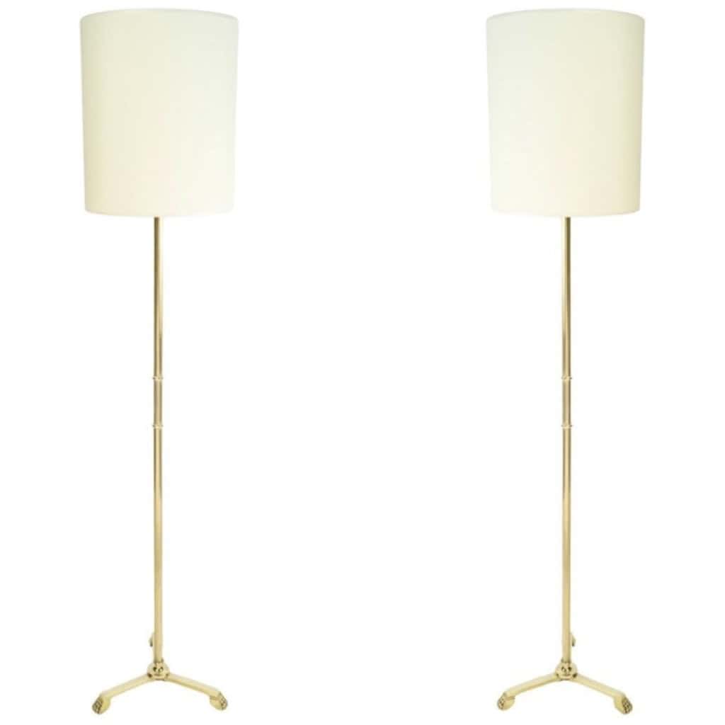 1960 Paire de lampadaires en bronze doré Maison Baguès 3