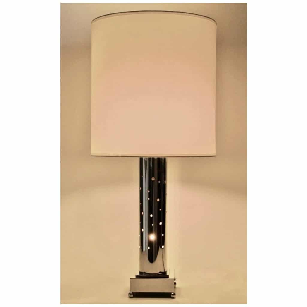 1980 Paire de lampes en métal argenté signées MURGEX Paris France 5