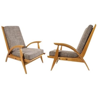 Paire de fauteuils réglables Guy Besnard, FreeSpan, 1950