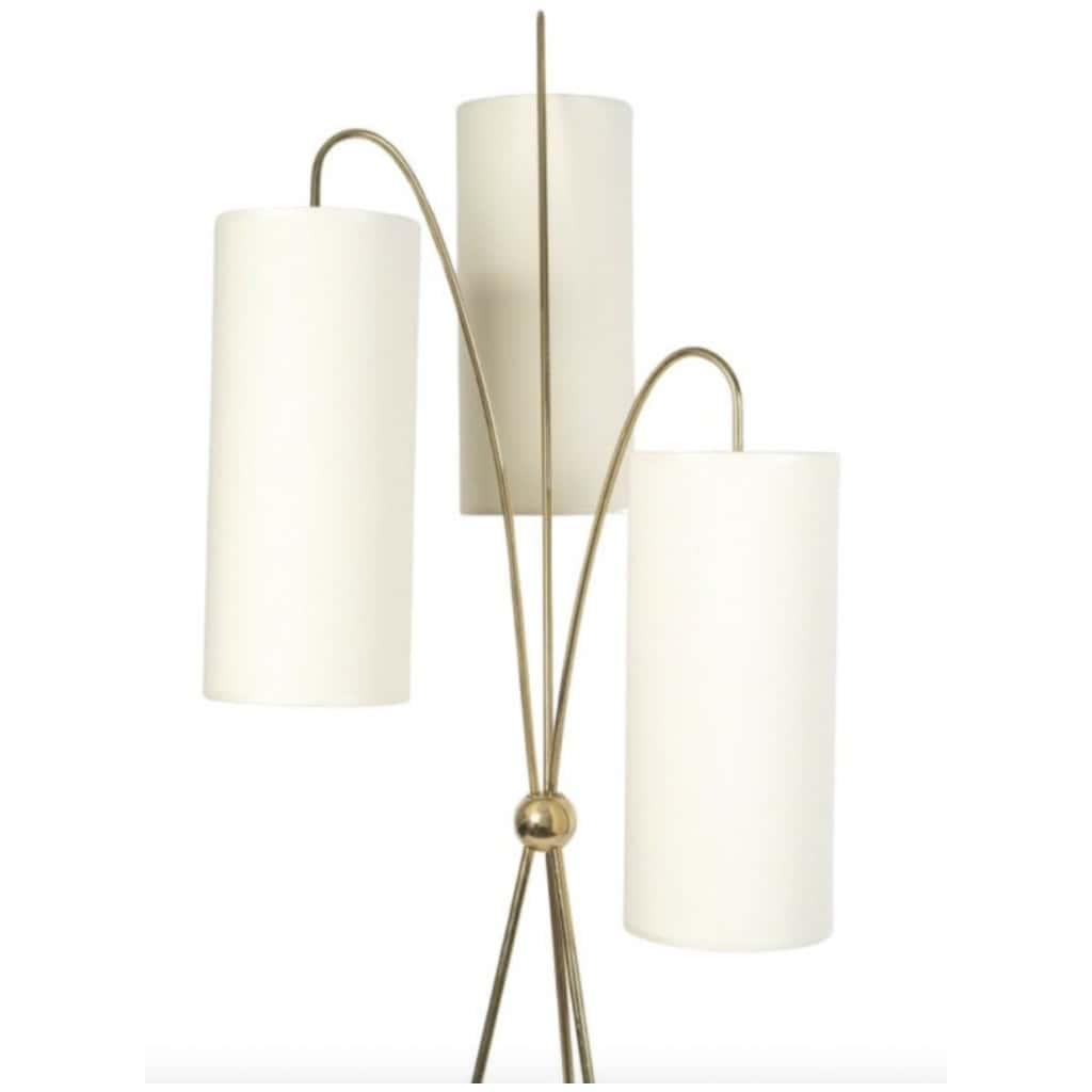1960 Lampadaire tripode en laiton doré, modèle « lampion » Maison Lunel 7