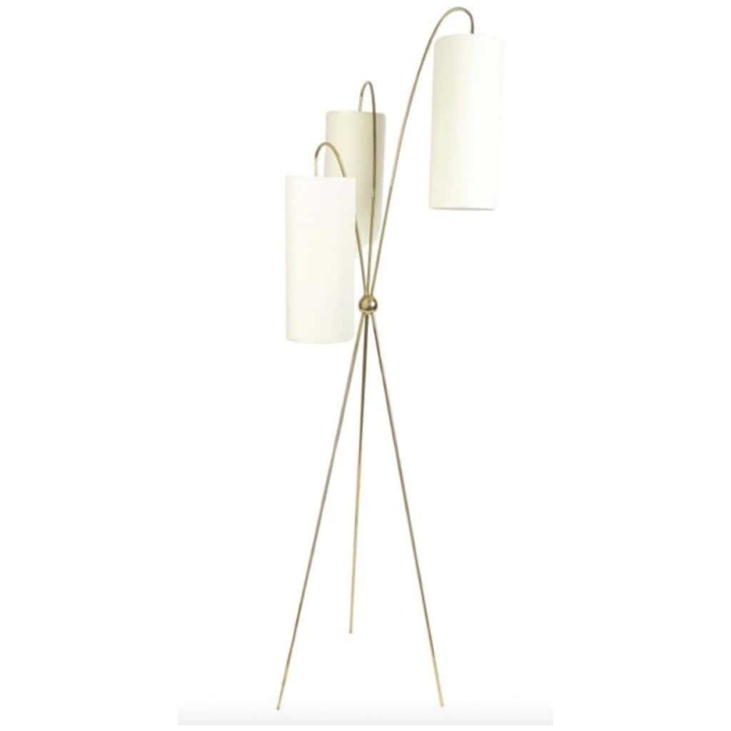 1960 Lampadaire tripode en laiton doré, modèle « lampion » Maison Lunel 4