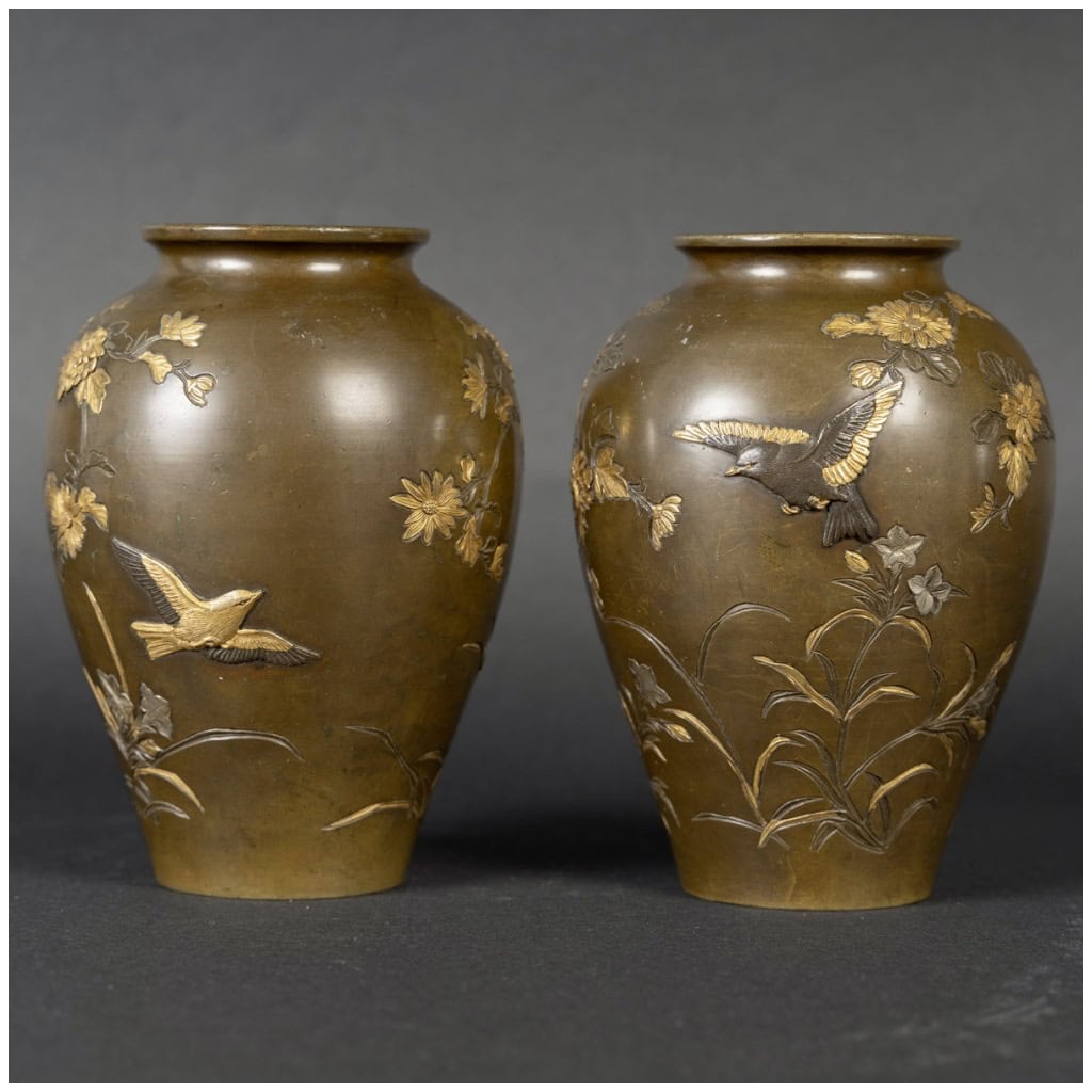 Paire de vase japonais en bronze 7