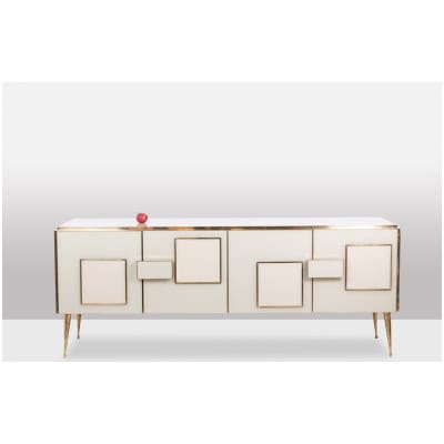 Enfilade géométrique en verre et laiton doré. Travail italien contemporain. LS58902059D