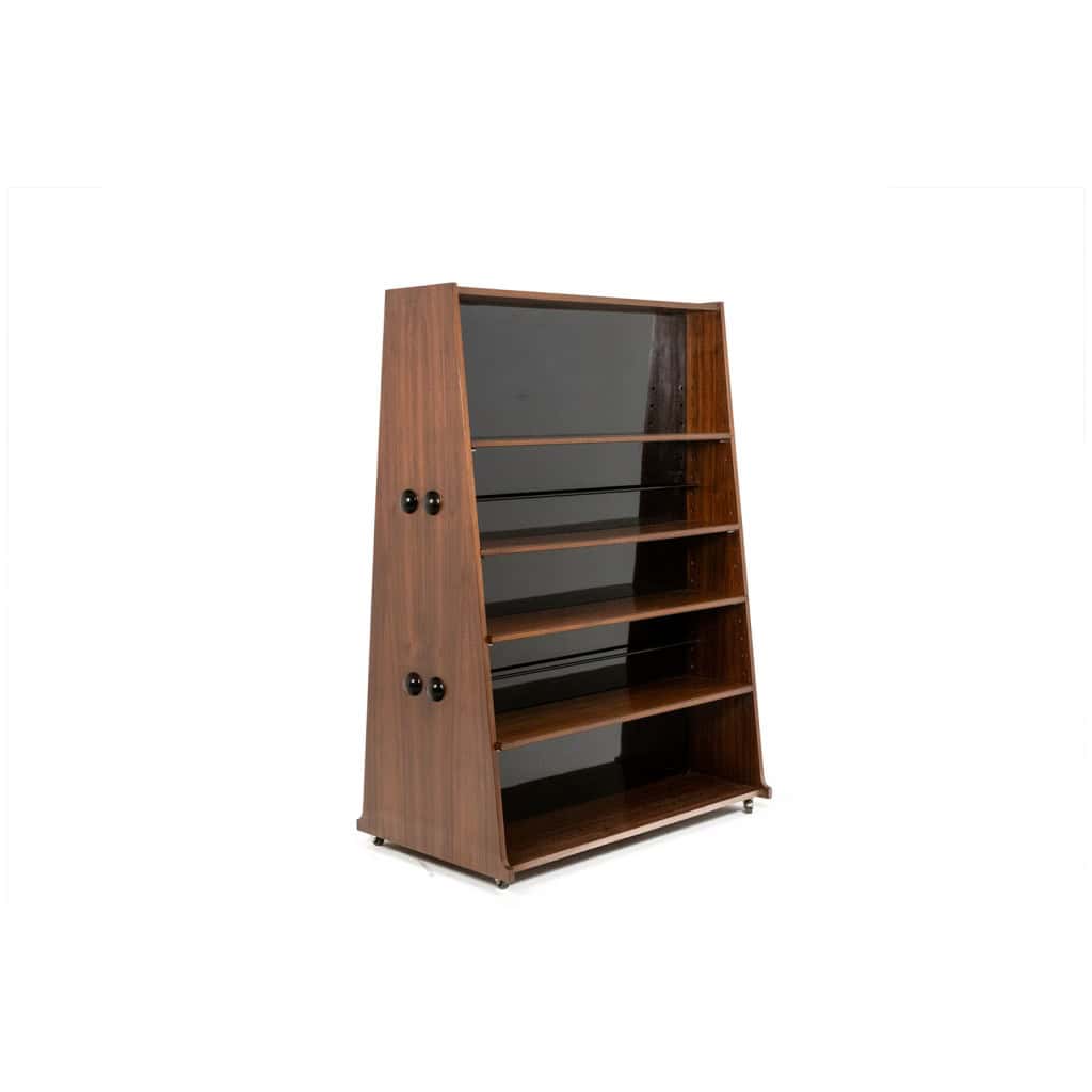 “Double-sided” rosewood bookcase on casters. Circa 1960. LS58761008H 10