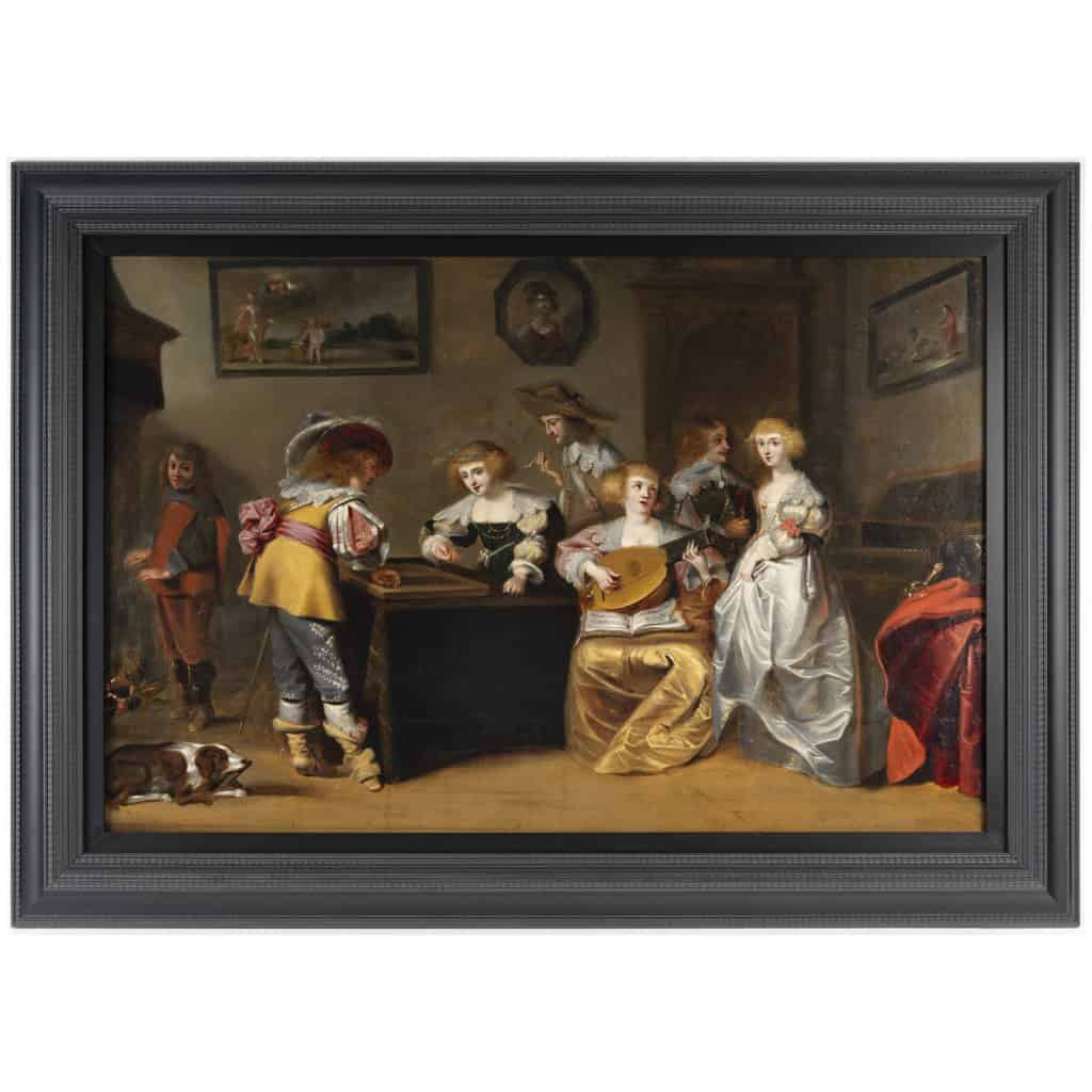 Christoffel Van Der LAMEN 1606-1651 Plaisir Musical Et Joueurs De Tric-trac 5