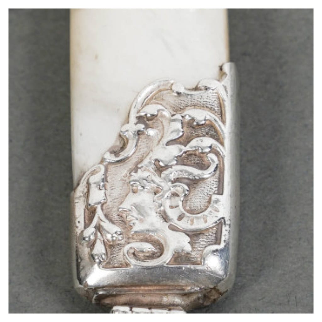 ORFÈVRE MERITE – ENSEMBLE DE 36 COUTEAUX EN NACRE ET ARGENT FIN XIXE 29