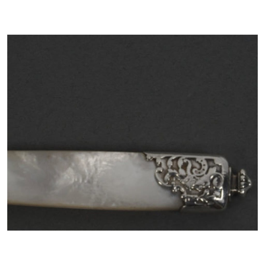 ORFÈVRE MERITE – ENSEMBLE DE 36 COUTEAUX EN NACRE ET ARGENT FIN XIXE 31