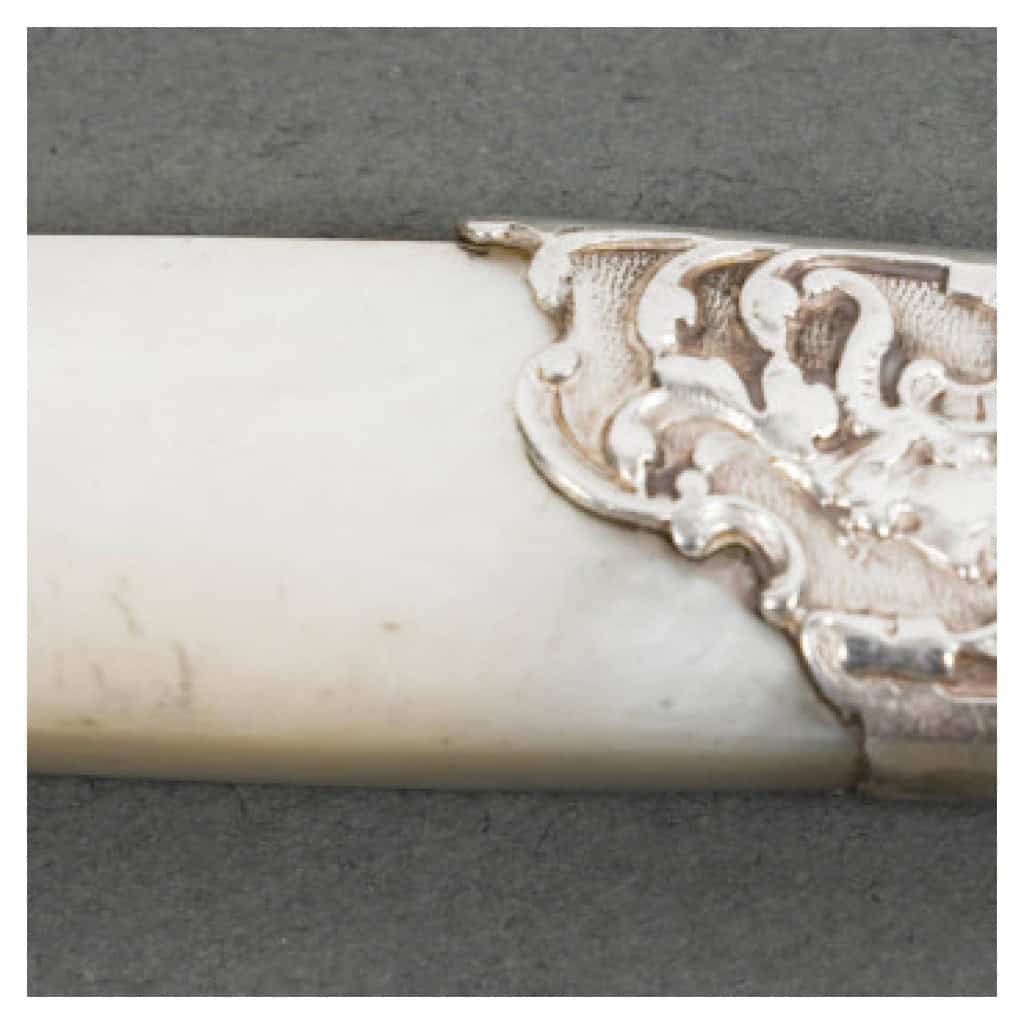 ORFÈVRE MERITE – ENSEMBLE DE 36 COUTEAUX EN NACRE ET ARGENT FIN XIXE 35