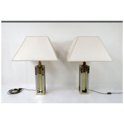 Paire de lampes des années 70 dans le goût de Willy RIZZO