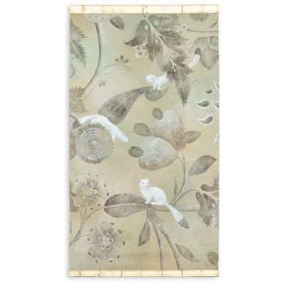 Toile peinte représentant des hermines. Travail Contemporain. LS50251088F