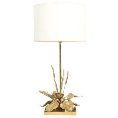 1970 Lampe à poser florale en bronze de la Maison Charles Pegay