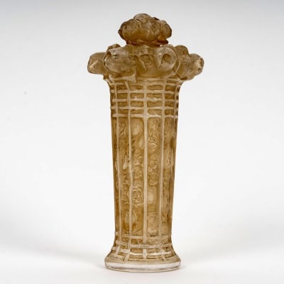 1912 René Lalique – Flacon Paniers De Roses Verre Blanc Patiné Sépia