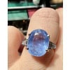 6,54 Carat Natural Ceylon Sapphire Ring Set With Baguette Diamonds 15
