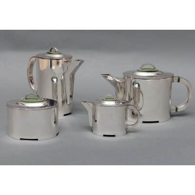 C. FJERDINGSTAD – SERVICE THE/CAFÉ MODERNISTE EN ARGENT MASSIF CIRCA 1950