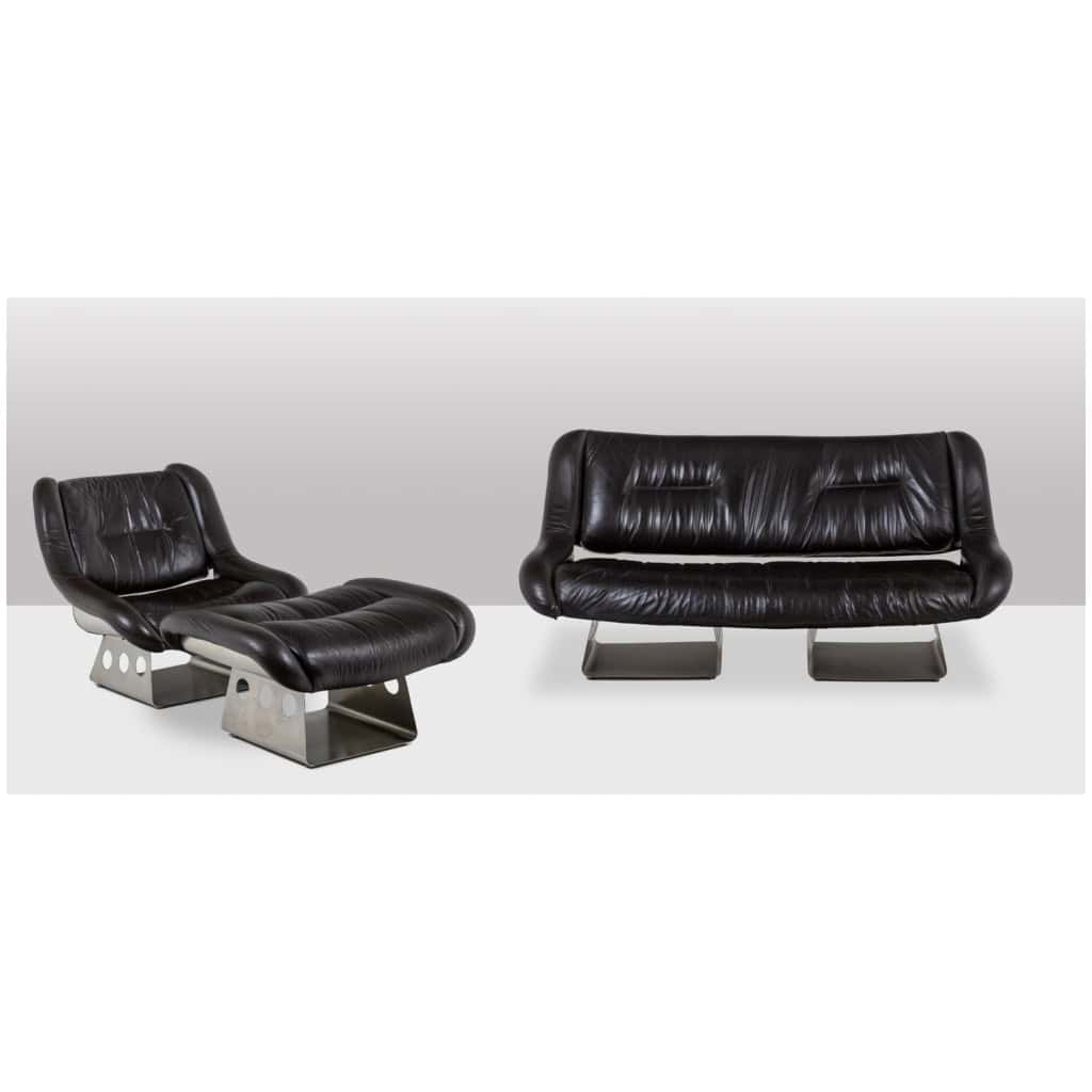 Metal and leather living room. 1970s LS57905650/5G 24