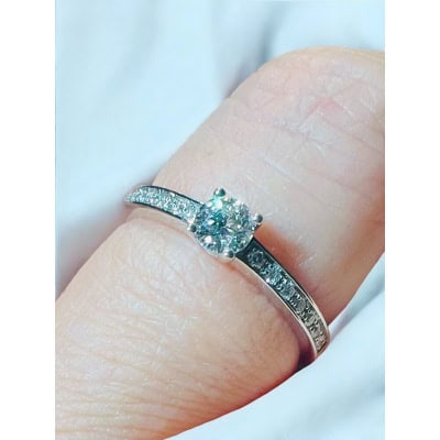 Solitaire Diamant: 0.25 Carat Entouré Pavage Diamants, Bague Or 18 Carat
