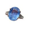 6,54 Carat Natural Ceylon Sapphire Ring Set With Baguette Diamonds 18