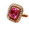 Bague Saphir rose 1.31 carat environ entouré pavage diamants et saphirs roses 16