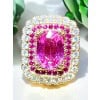Bague Saphir rose 1.31 carat environ entouré pavage diamants et saphirs roses 10
