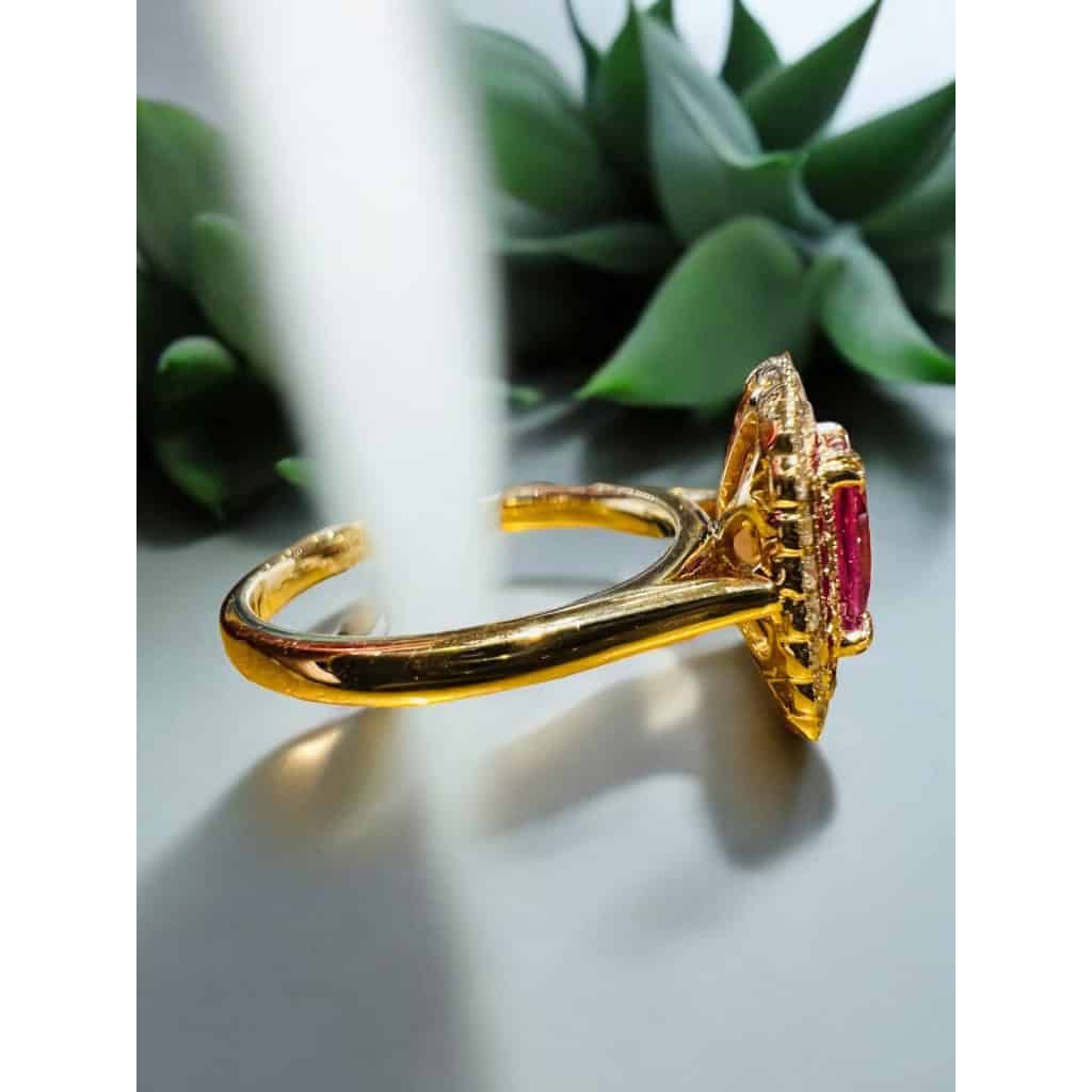 Bague Saphir rose 1.31 carat environ entouré pavage diamants et saphirs roses 8