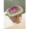 Bague Saphir rose 1.31 carat environ entouré pavage diamants et saphirs roses 14