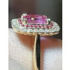 Bague Saphir rose 1.31 carat environ entouré pavage diamants et saphirs roses 13