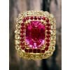 Bague Saphir rose 1.31 carat environ entouré pavage diamants et saphirs roses 11