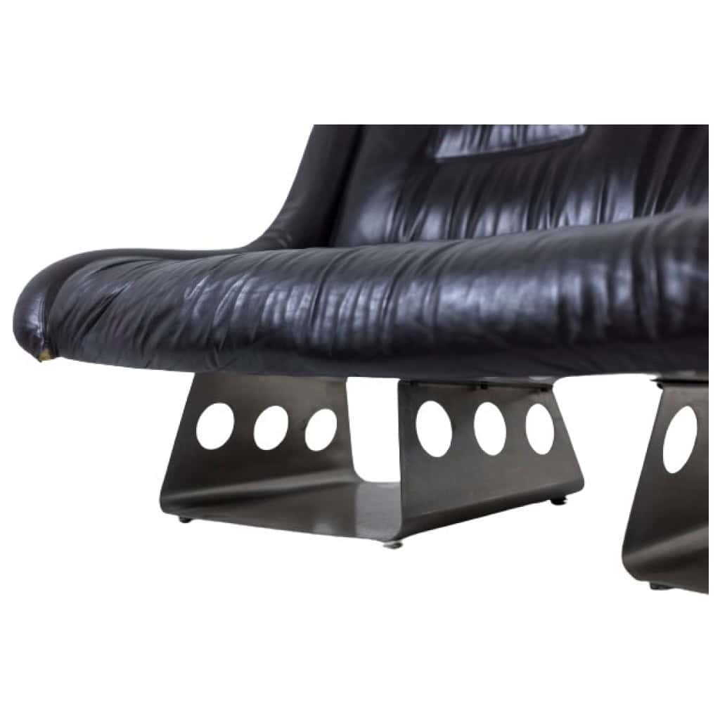 Metal and leather living room. 1970s LS57905650/5G 6