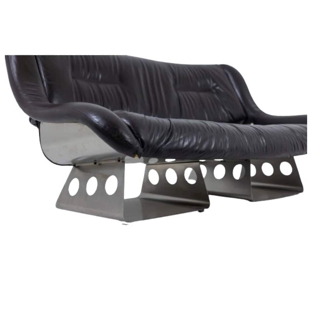 Metal and leather living room. 1970s LS57905650/5G 5