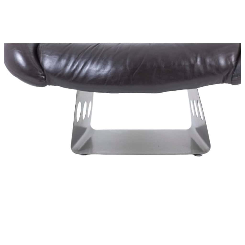Metal and leather living room. 1970s LS57905650/5G 4