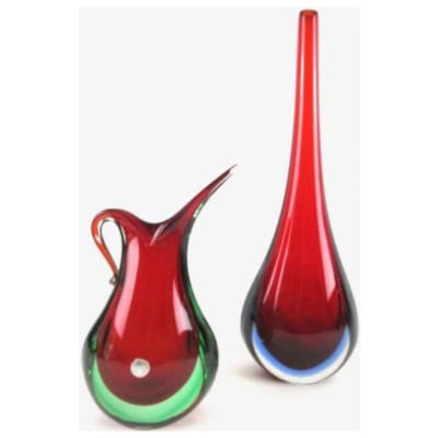 Deux vases dits « Sommerso » en verre de Murano.