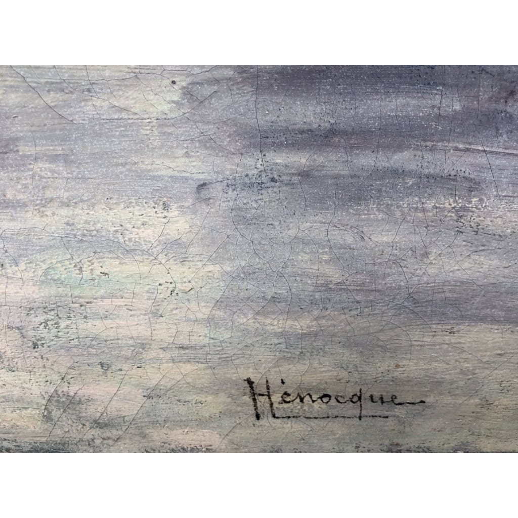 HENOCQUE Narcisse Peinture 20è siècle Les Bords De Seine à Rouen Huile Toile Signée Certificat d’authenticité 7