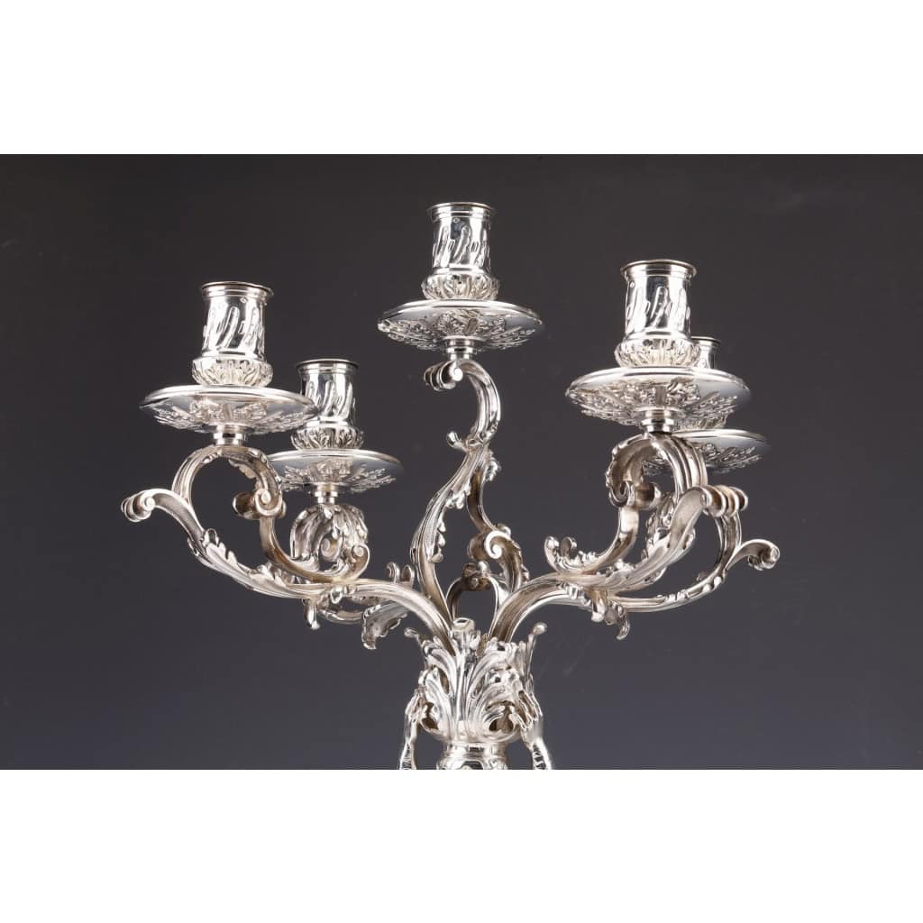ORFEVRE MERITE – Pair of solid silver candelabra XIXand 8
