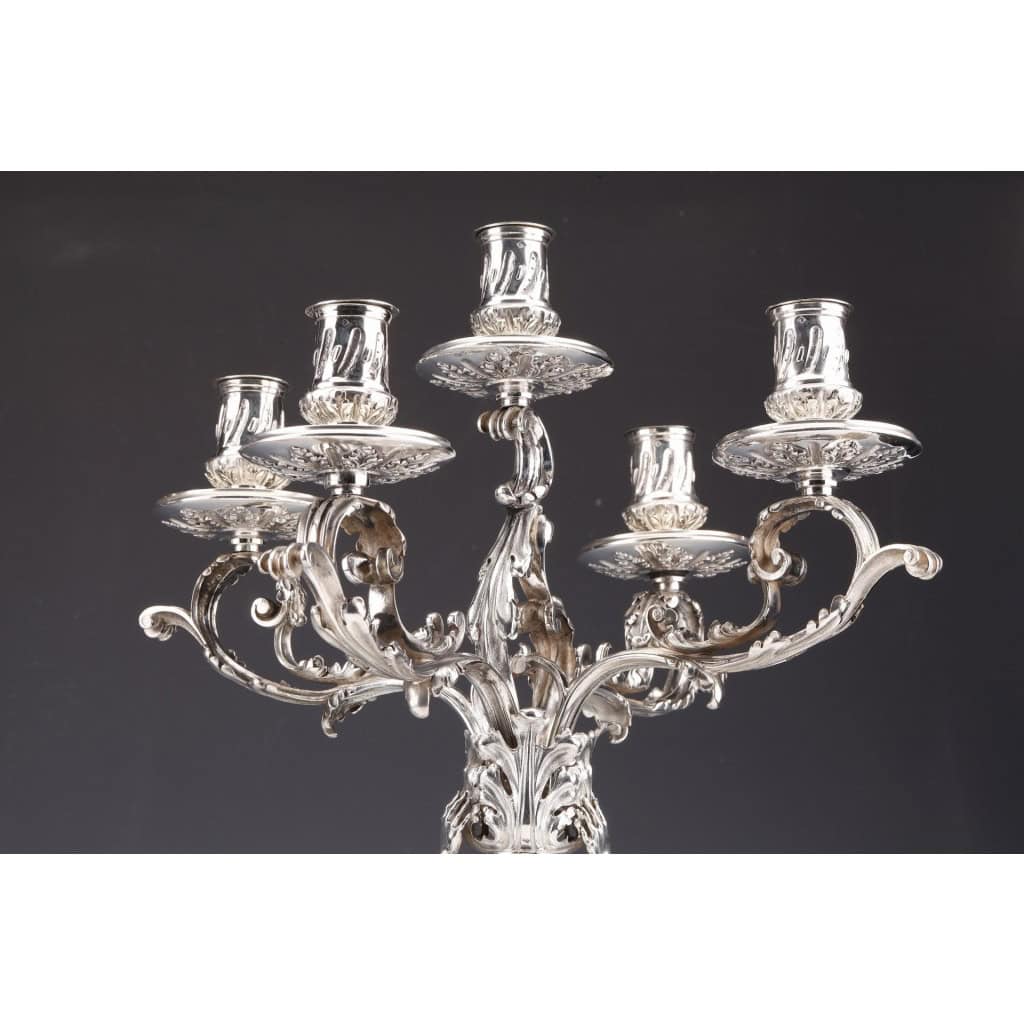 ORFEVRE MERITE – Pair of solid silver candelabra XIXand 9