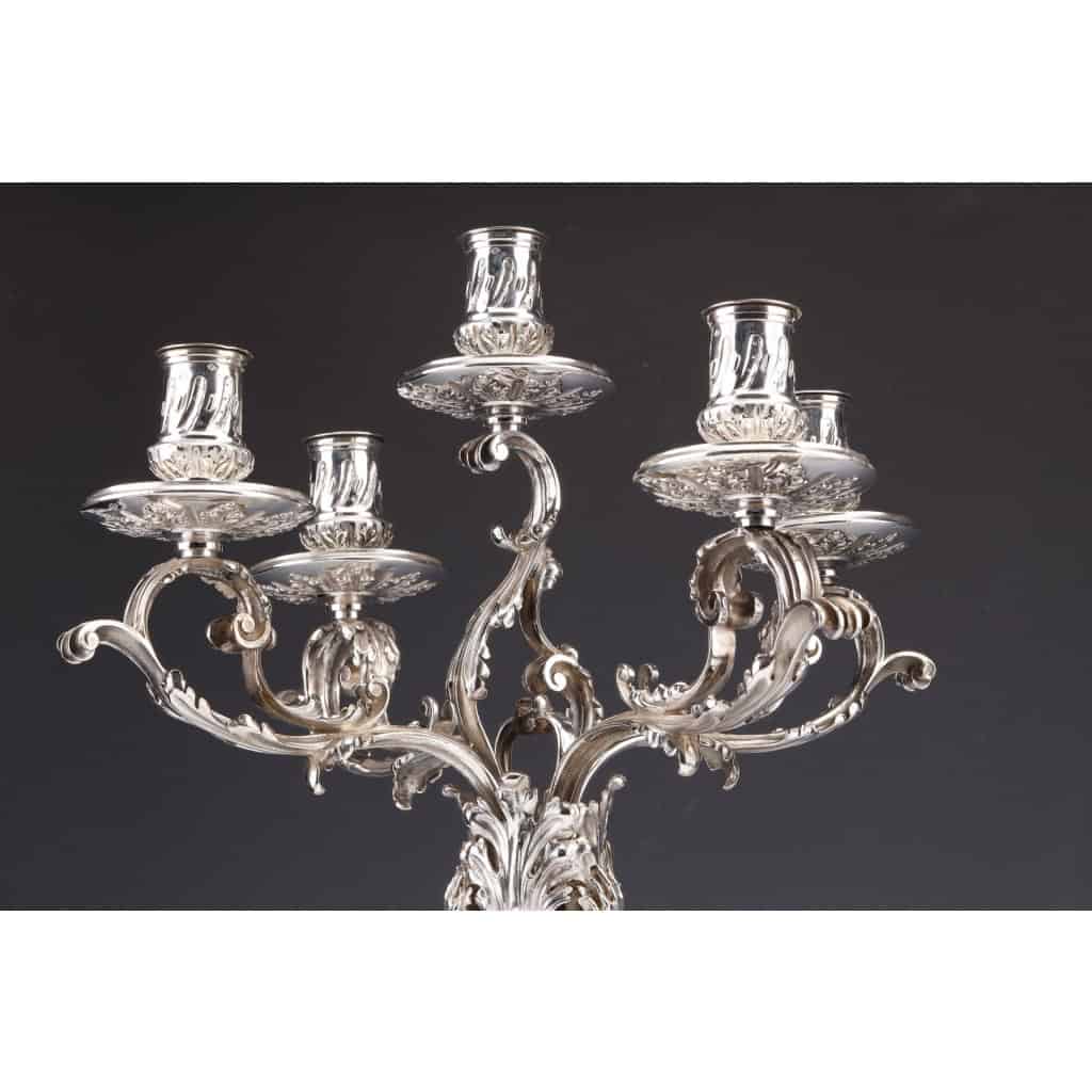 ORFEVRE MERITE – Pair of solid silver candelabra XIXand 10