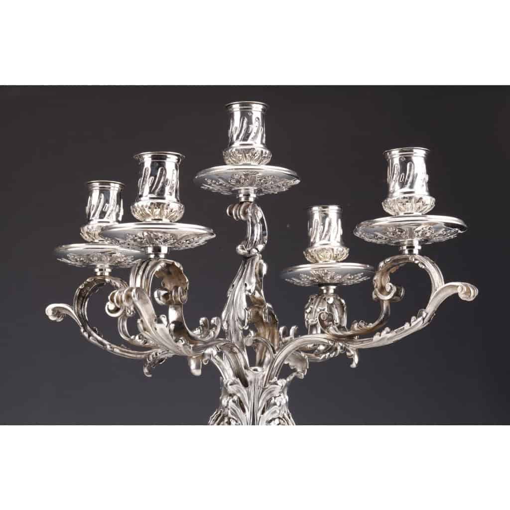ORFEVRE MERITE – Pair of solid silver candelabra XIXand 11