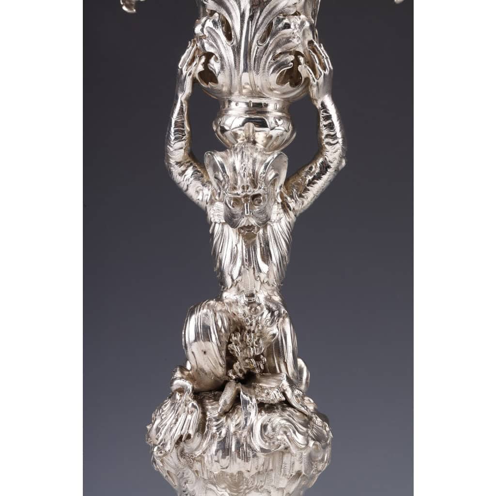 ORFEVRE MERITE – Pair of solid silver candelabra XIXand 12
