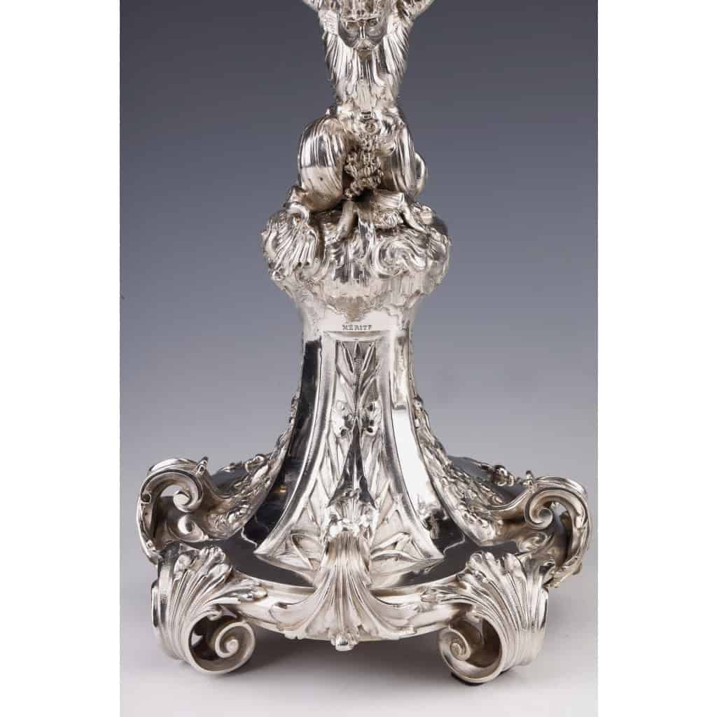 ORFEVRE MERITE – Pair of solid silver candelabra XIXand 14
